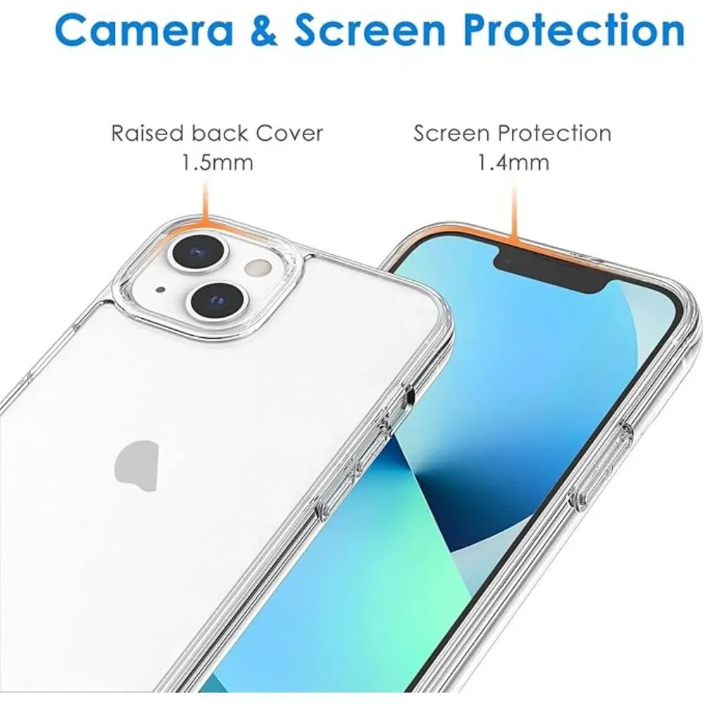 iPhone 13 6.1-Inch, Non-Yellowing Shockproof Phone Bumper Cover, (Clear)